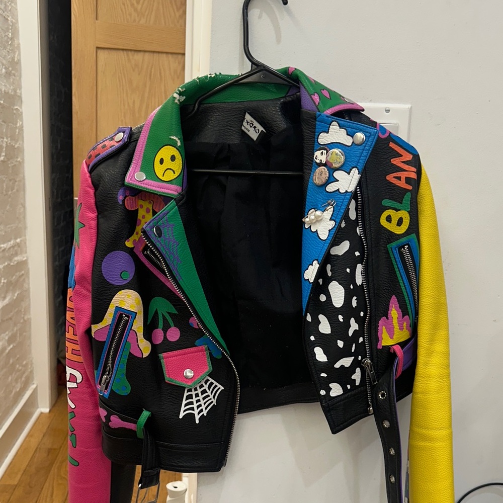 Colorful Graphic Leather Jacket